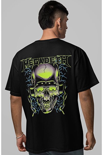 SEVBANO Tricou oversize unisex cu imprimeu pe spate Megadeth Rock Metal Music...