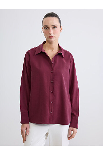 LC Waikiki NEVAVM Farkıyla LCW STUDIO Bordo Loose Fit Kadın Gömlek - S6KT30Z8...