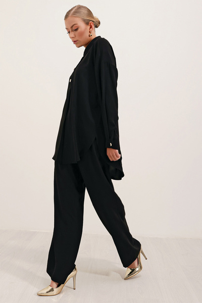 Modamorfo 6631 Oversize Σετ Πανωφόρι-Υποφόρι - Μαύρο