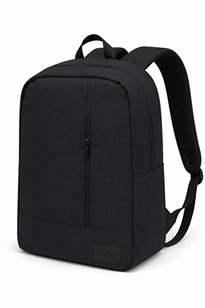 2 Compartment Waterproof Zipper & Fabric Detailed 15.6 Inch Compatible Black Backpack