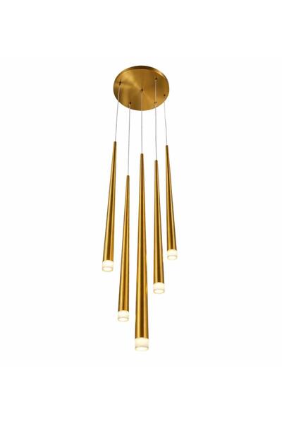 ecodesignline Solentra Gold 5’li Modern LED Sarkıt Avize – Lüks Boru Tasarım