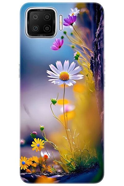Ceppare Oppo A73 (CPH2095) Uyumlu Kılıf Desen Baskılı Silikon Papatya Seri ST...
