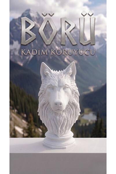 uAmor BÖRÜ | Ulu Kurt Heykeli - 25 cm Premium Dekoratif Büst (Altın / Gümüş /...
