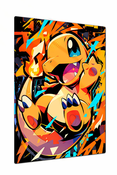 Charmbi Pokemon Charmander Metal Poster Tablo – Parlak Yüzey Canlı Baskı Mode...