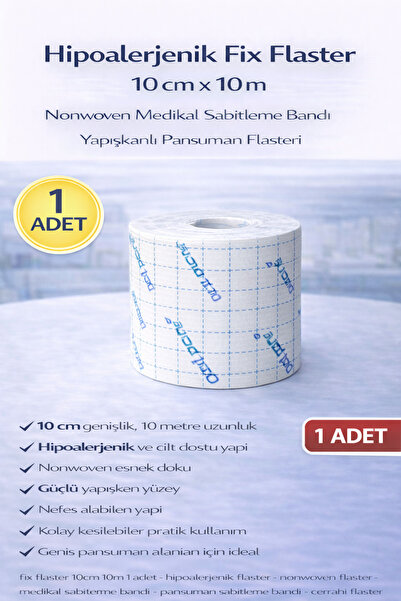 Genel Markalar Hipoalerjenik Fix Flaster 10 cm x 10 m 1 Adet Nonwoven Medikal...