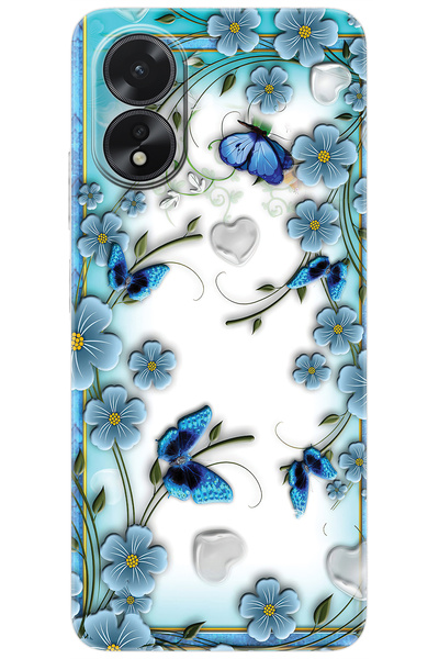 Ceppare Oppo A38 (CPH2579) Uyumlu Kılıf Desen Baskılı Silikon Çiçek ve Kelebe...