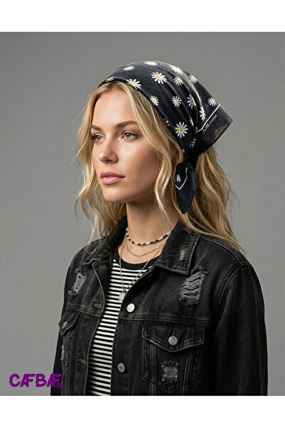 CAFBAF Square Bandana Daisy Black
