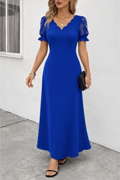 DRESSIFY WOMEN’S FASHION Γυναικείο κοντομάνικο φόρεμα με λαιμόκοψη V και μακρ...