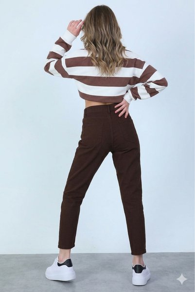 LAYAL MY BEAUTY Jeanline Kadın Jeans Boyfriend Mom Jean Yüksek Bel Denim Kot Pantolon