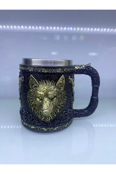 Livenda Wolf Embossed Steel Mug Code 6901