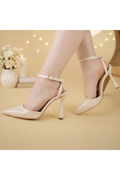 MİLOS Footwear Marie Bej Rugan Arkası Bantlı Stiletto Topuklu Ayakkabı