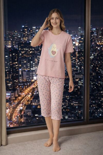 Sude HOMEWEAR ροζ σετ πιτζάμες καπρί