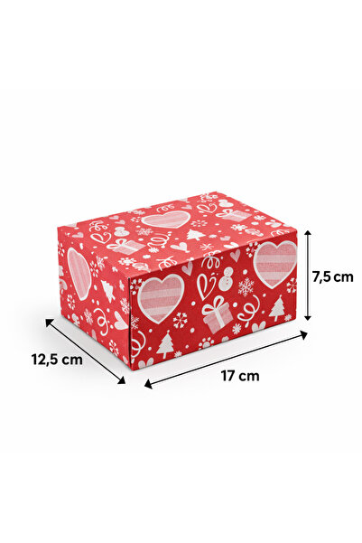Doğahome Kırmızı Desenli Hediye Kutusu 17x12,5x7,5 cm-20 Adet Karton Kargo Ku...