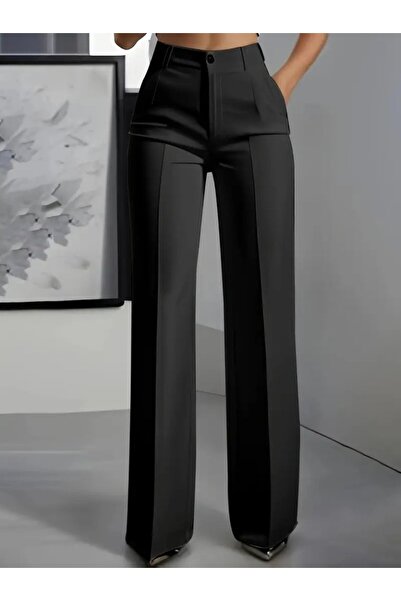 Generic Brand Women's High Waist Imported Crepe Trousers with Pockets