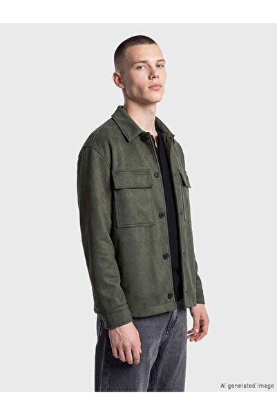 LC Waikiki Xside Khaki Comfortable Fit Shirt Collar Men's Jacket