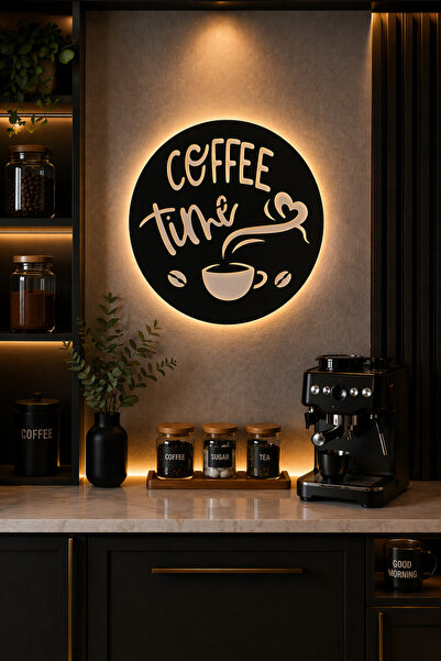 Lazer X Design Coffee Time | LED Işıklı | Dekoratif Duvar Tablosu 35x35 cm | ...