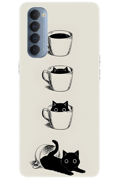 Ceppare Oppo Reno 4 Pro (CPH2109) Uyumlu Kılıf Desen Baskı Silikon Kedi ve Ka...