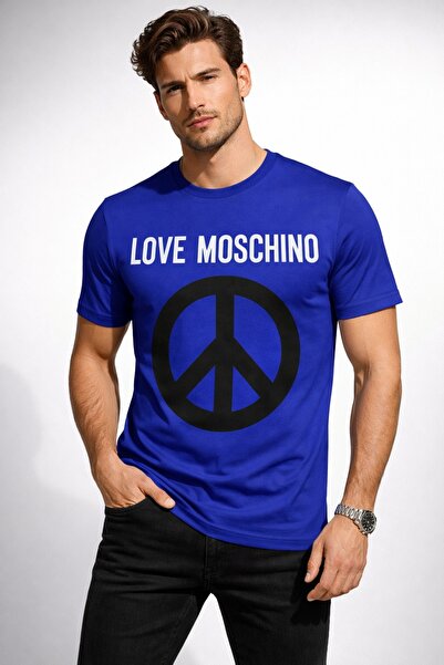 Love Moschino تي شيرت بشعار السلام كبير الحجم مصنوع من القطن بنسبة 100%