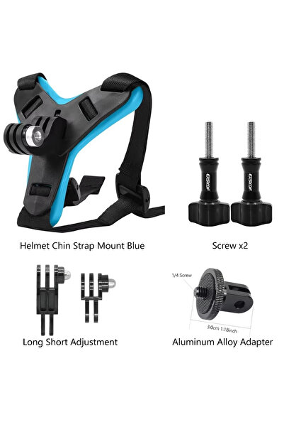 Choice14 Blue With Adapter Motorcycle Helmet Chin Strap Mount for GoPro Hero ...