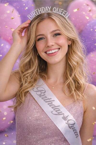 Bkmc Μεταλλικό Σετ Κορώνας & Ζώνης για Γενέθλια – Χρυσό Ασημένιο Αξεσουάρ Γεν...