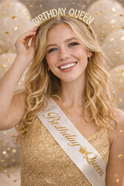 Bkmc Μεταλλικό Σετ Κορώνας & Ζώνης για τη Βασίλισσα των Γενεθλίων – Χρυσό Αση...