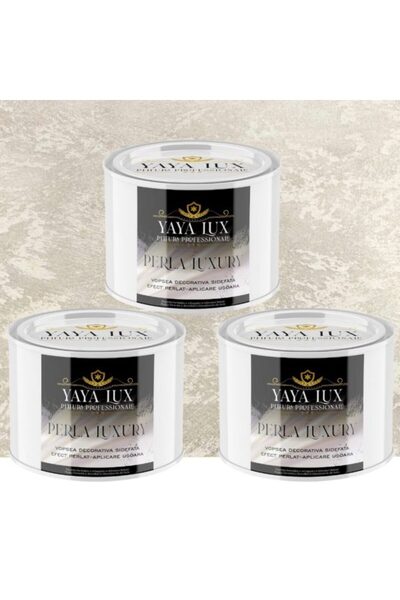 YaYa Color Vopsea Decorativă de Lux Perla Luxury cu fulgi perlați, Bej Deschis, 1,5 Litri (2 + 1 Inclus)