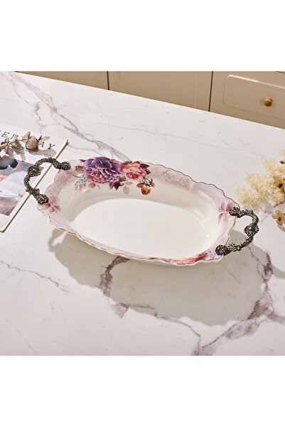 Malooki Οβάλ πορσελάνινο μπολ σερβιρίσματος, με vintage floral σχέδιο, με μετ...