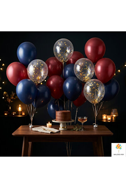 baloss fer Engagement Ornaments Balloon Set 20 Pieces Navy Blue Red Gold Conf...