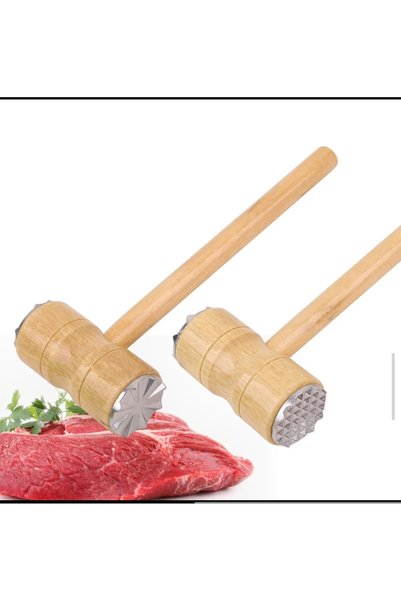 Awanimas Wooden 2-Headed Stainless Meat Forging Hammer- Butcher Hammer