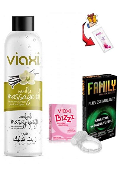Viaxi Masaj Yağı Vanilya Aromalı 177 ml-Bızz Titreşim Halkası-12'lı Kabartmal...