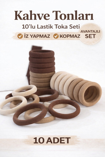 Design 4N Kahve & Krem Tonları Kadın Havlu Toka Seti 10'lu