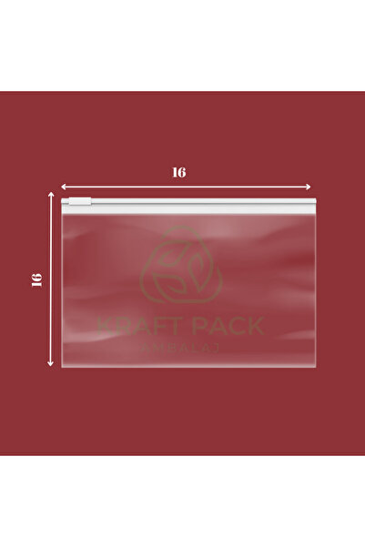 Kraftpack ŞEFFAF Lamineli ,BEYAZ Fermuarlı Kilitli Poşet ,tekstil Çanta 16x16...