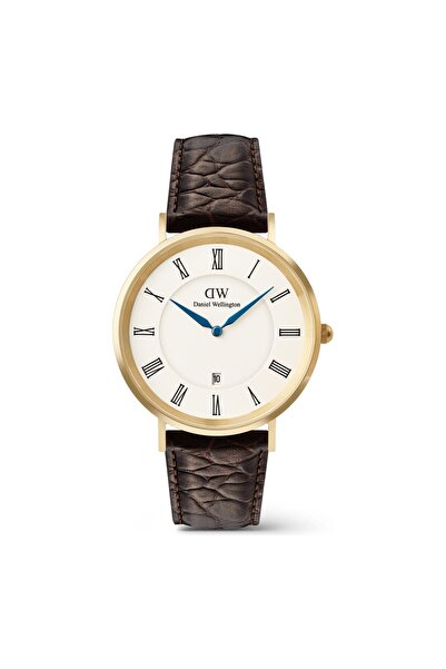 Daniel Wellington Classic Roman Numerals Date Dark Brown Croc Belly G DW00600...