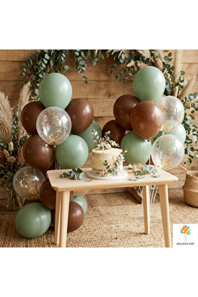 baloss fer Engagement Ornaments Balloon Set 20 Pieces Eucalyptus Brown Gold C...