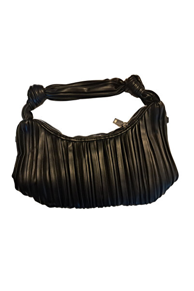 tuana Women's Black Shoulder Bag – Pleated Design, Faux Leather, Stylish & Mo...