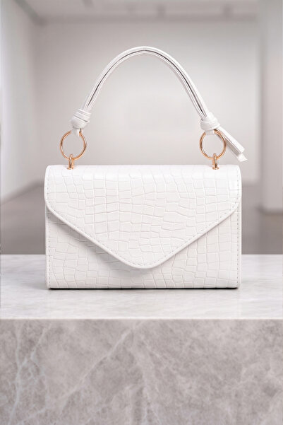 LAREON Women's Crocodile Patterned Faux Leather Hand and Shoulder Bag with Ri...