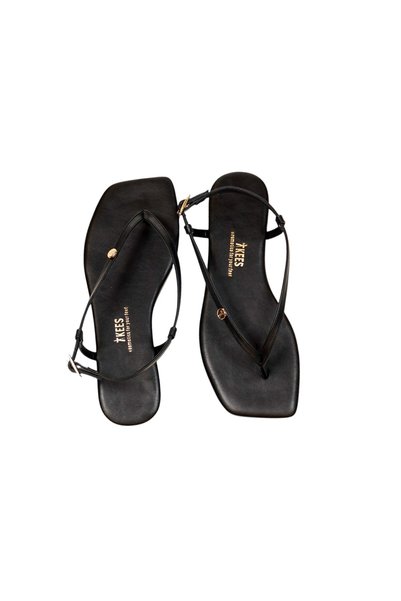 Tkees Women's Black Square Toe Flip-Flop Sandals Tk-8100