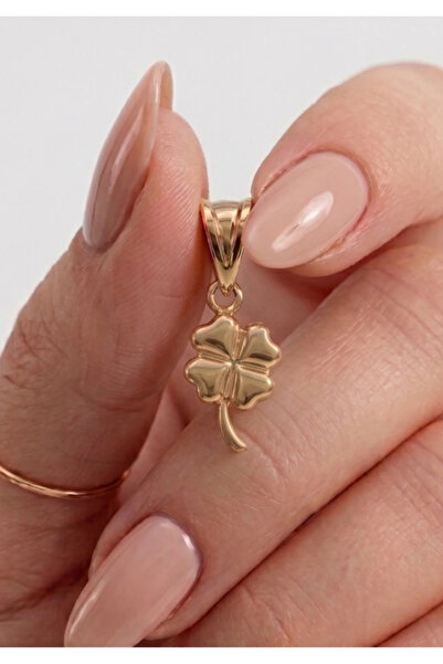 Giza Jewelry 14 Ayar Altın Bombeli Yonca Kolye Ucu