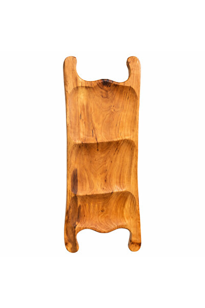 OEM Ξύλινος δίσκος σερβιρίσματος με 3 θήκες, 84x27 εκ.