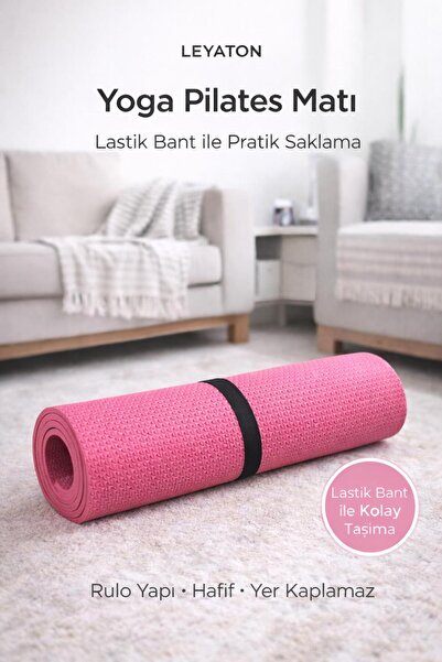 Leyaton Pilates ve Yoga Matı 7 Mm Nar Çiçeği Egzersiz Minderi