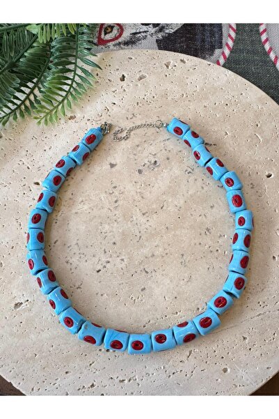 bizizmoda Handmade Evil Eye Bead Eye Glass Blue Necklace