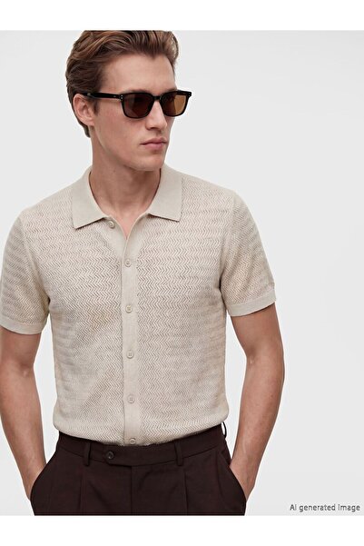 LC Waikiki Southblue Beige Polo Neck Men's T-Shirt