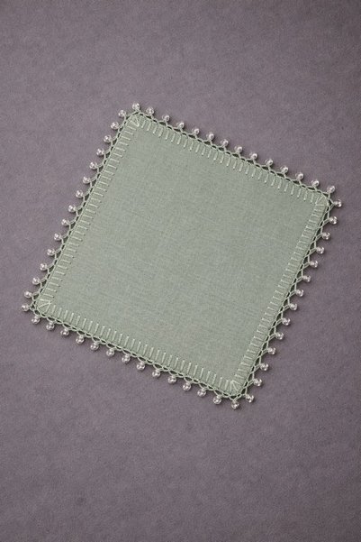 Ases Design Crystal Bead Detailed Nile Green Presentation Napkin (20X20 cm) (1 Piece)