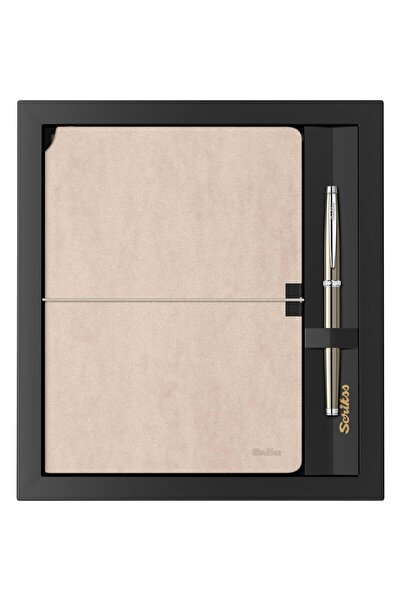 Scrikss SD600-12 VERONA BEJ A5 DEFTER & 800 ROLLER TİTANYUM KROM -- KALEM SEP...