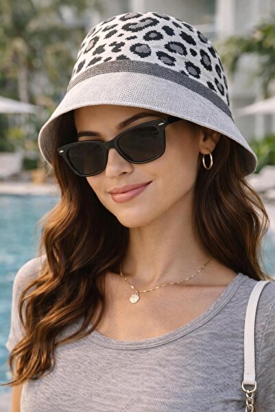 Wearflawless Γυναικείο καπέλο bucket με σχέδιο λεοπάρ, καλοκαιρινό καπέλο παρ...