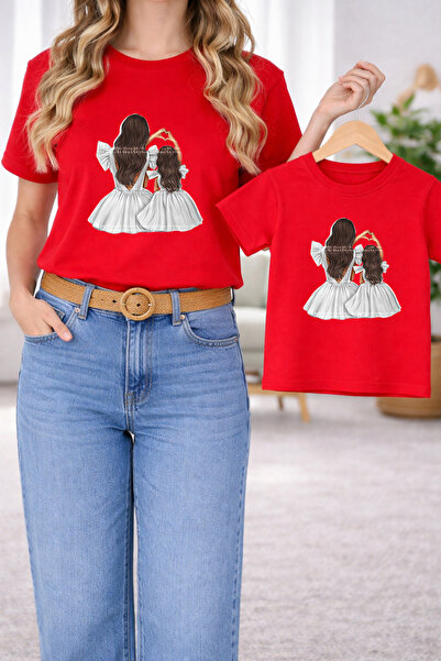 LORVEX Μπλουζάκι Mother Daughter Oversize T-Shirt Twin T-Shirt 100% Βαμβάκι Ά...