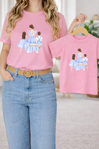 LORVEX Μπλουζάκι Mother Daughter Oversize T-Shirt Twin T-Shirt 100% Βαμβάκι Ά...