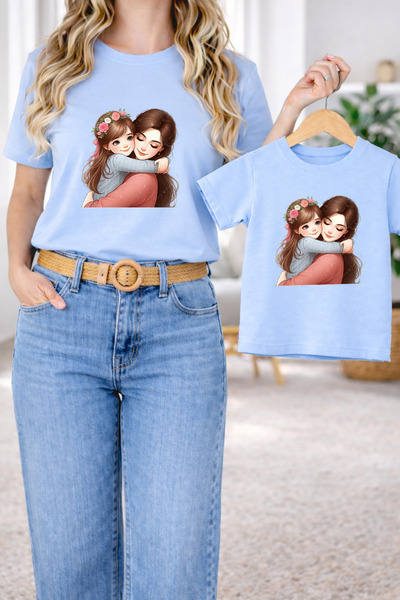 LORVEX Μπλουζάκι Mother Daughter Oversize T-Shirt Twin T-Shirt 100% Βαμβάκι Ά...