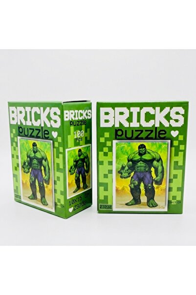 Karacamshop Hulk Bricks Puzzle - 100 Parça Mini Blok Yapım Seti (10x15 cm)