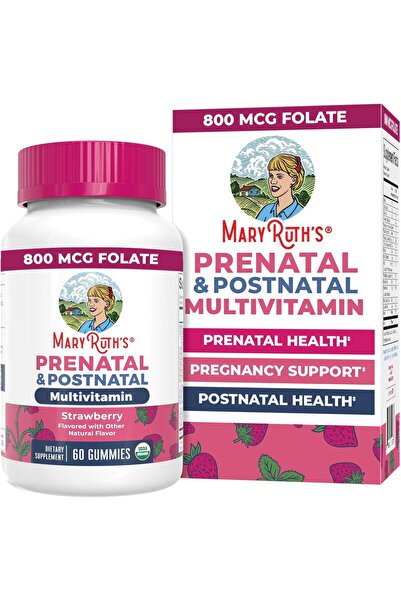 Maryruth's Prenatal Postnatal Multivitamin Gummies, Strawberry, Organic